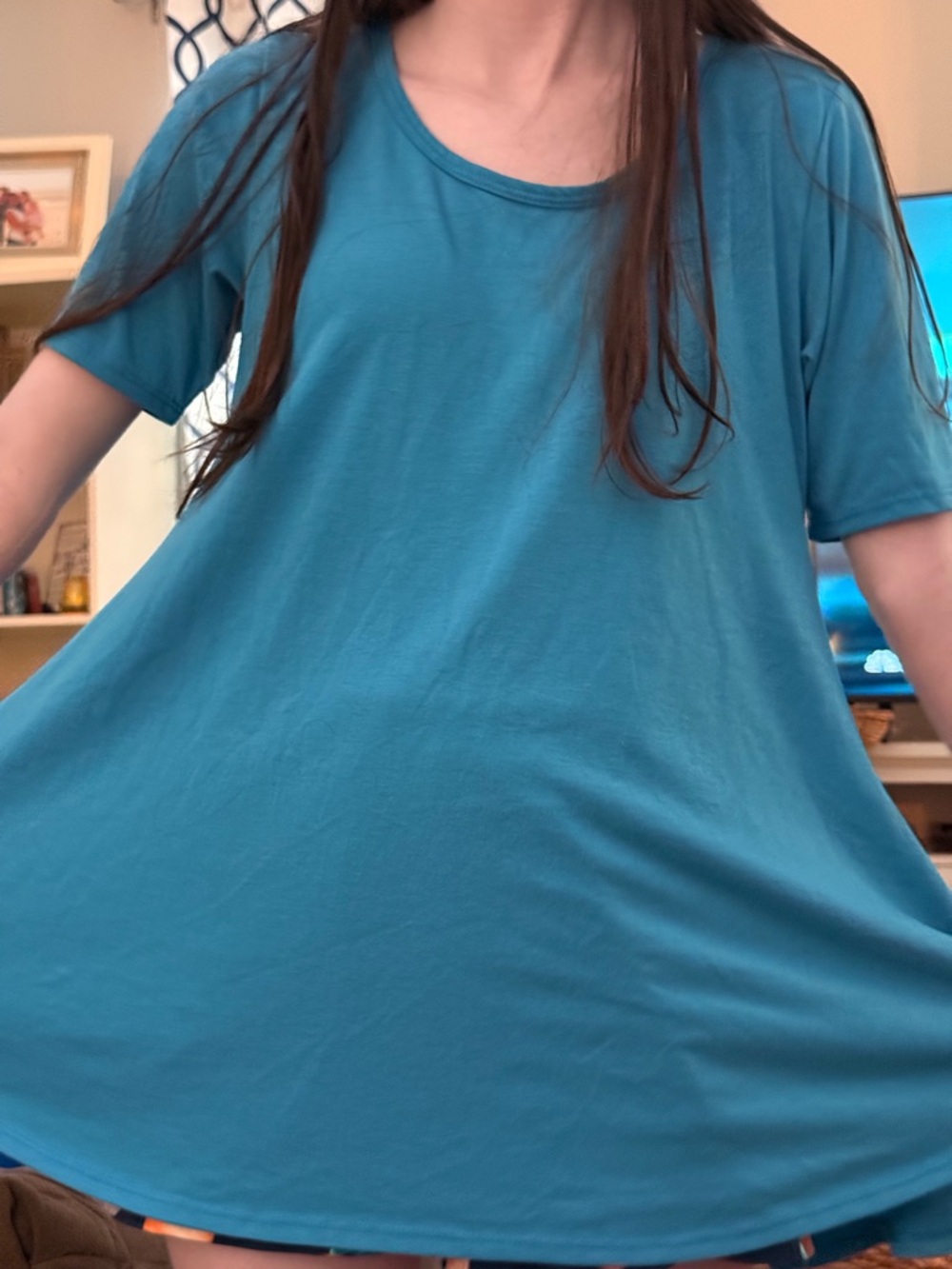 LuLaRoe Teal Short Sleeve Swing Top